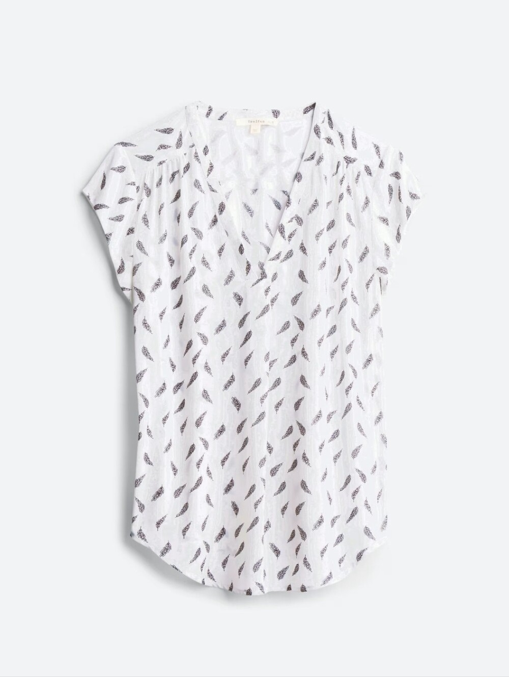 Fun 2 Fun White Blouse with Black Feather Print